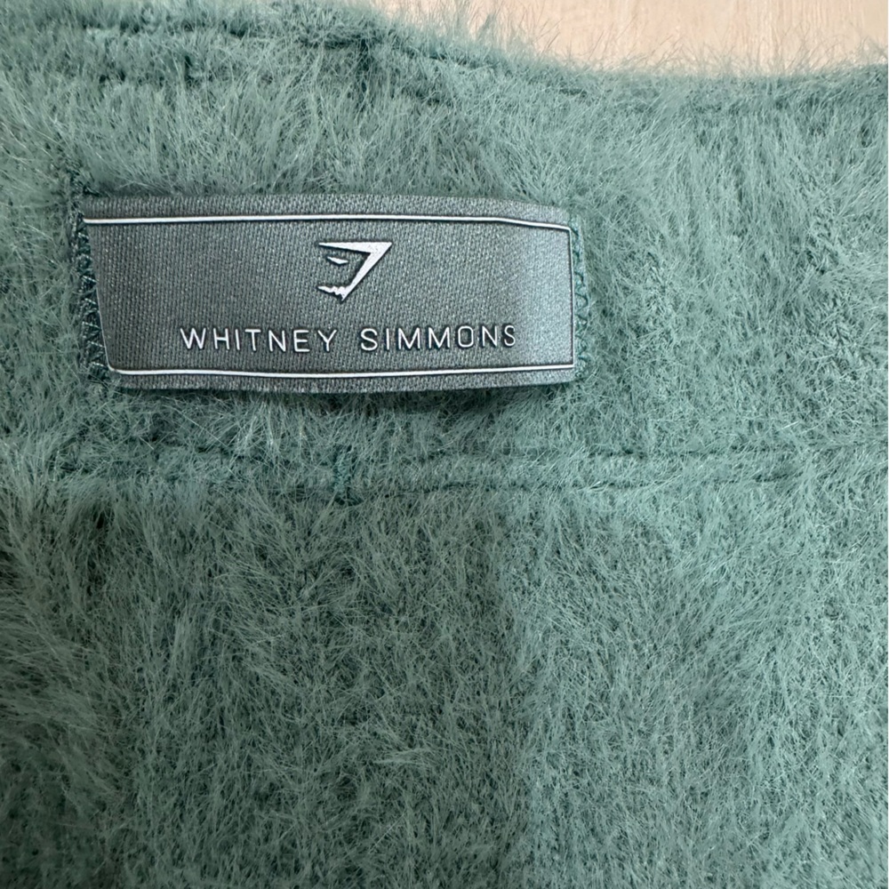 Gymshark x Whitney Simmons Eyelash Knit Shorts Women's Med Green Fuzzy Athletic - Picture 10 of 15